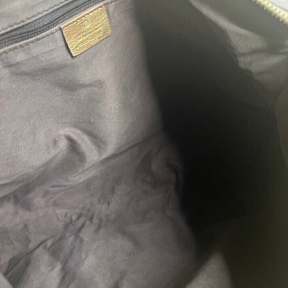 GUCCI GG Canvas Gold Leather Hobo Shoulder Bag - Picture 7 of 14